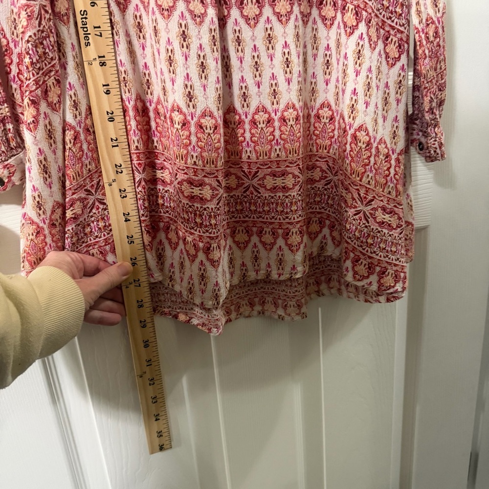 En Creme Women's Boho Floral Peasant Blouse Size Small Pink Long Sleeve‎ - Picture 6 of 7